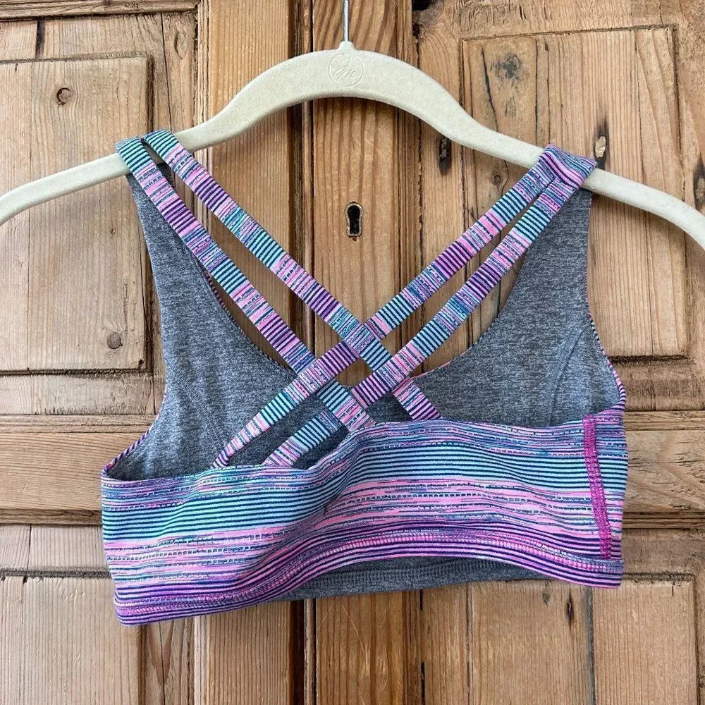 Lululemon Ivivva Reversible Sports Bra Gra‎ Pink Blue Strappy Girls Size 10?